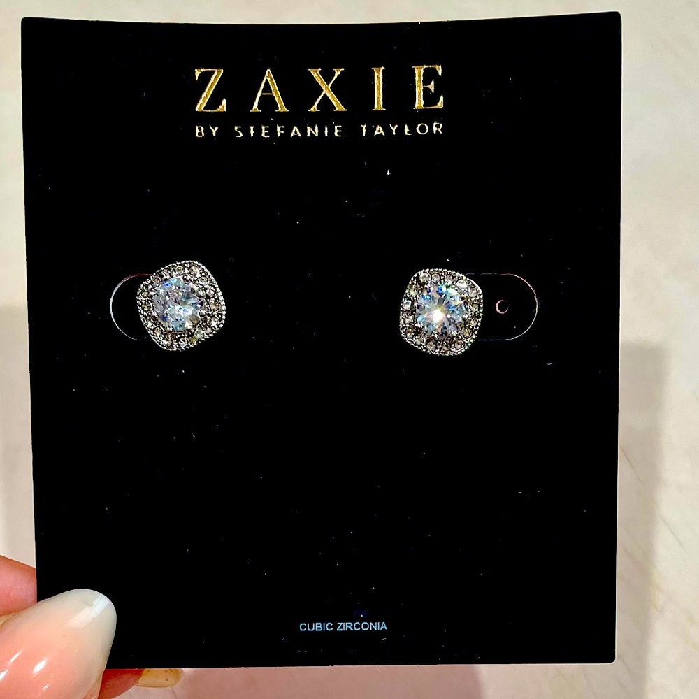 Zaxie by Stefanie Taylor Cushion CZ Stud Earrings